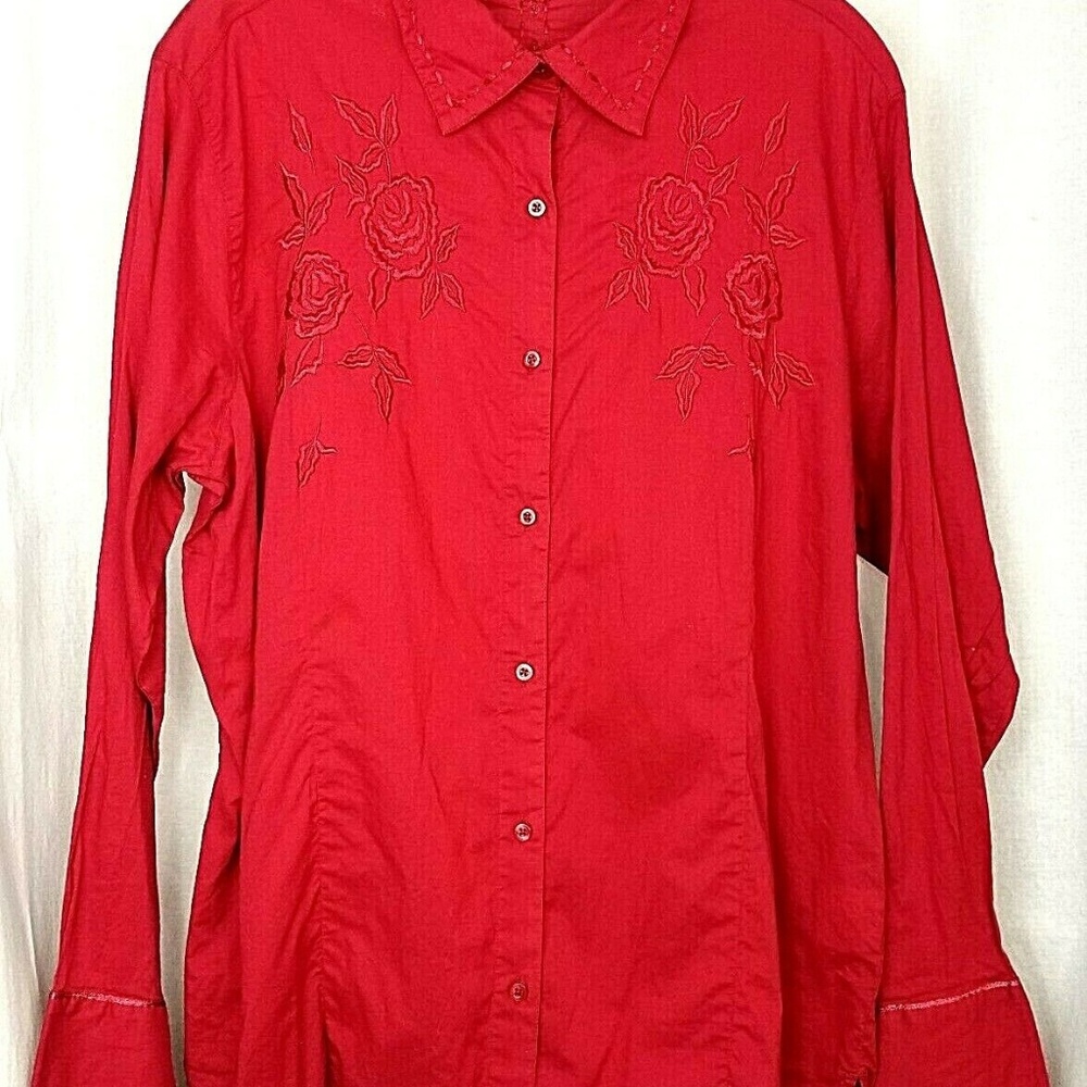 Wrangler blues womens western top size XL red